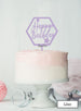 Happy Birthday with Stars Hexagon Cake Topper Premium 3mm Acrylic Lilac