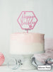 Happy Birthday with Stars Hexagon Cake Topper Premium 3mm Acrylic Mirror Pink