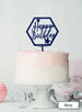 Happy Birthday with Stars Hexagon Cake Topper Premium 3mm Acrylic Navy