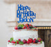 Bespoke Happy Birthday Name Fun Font Cake Topper Dark Blue