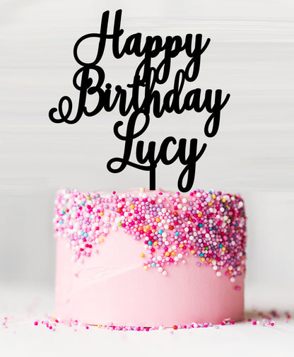 Happy Birthday Custom Acrylic Cake Topper Black