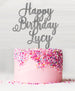 Happy Birthday Custom Acrylic Cake Topper Glitter Silver