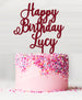 Happy Birthday Custom Acrylic Cake Topper Red