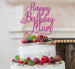 Happy Birthday Mum Cake Topper Glitter Card Hot Pink