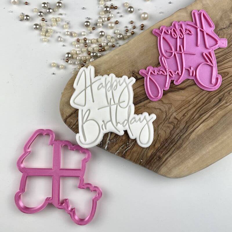 Happy Birthday Style 1 Cookie Cutter and Stamp