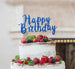 Happy Birthday Swirly Cake Topper Glitter Card Dark Blue