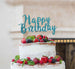 Happy Birthday Swirly Cake Topper Glitter Card Light Blue