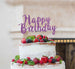Happy Birthday Swirly Cake Topper Glitter Card Light Purple