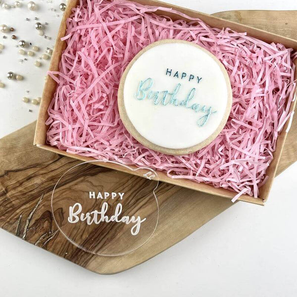 Swirls and Curls Happy Birthday in Two Fonts Cookie Embosser