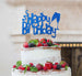 Happy Birthday Fun with Champagne Glasses Cake Topper Glitter Card Dark Blue