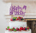 Happy Birthday Fun with Champagne Glasses Cake Topper Glitter Card Light Purple