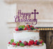 Happy Christening with Cross Cake Topper Glitter Card Dark Purple