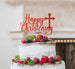Happy Christening with Cross Cake Topper Glitter Card Red