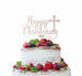 Happy Christening with Cross Cake Topper Glitter Card White