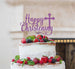 Happy Christening with Cross Cake Topper Glitter Card Light Purple