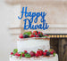 Happy Diwali Cake Topper Glitter Card Dark Blue