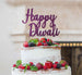 Happy Diwali Cake Topper Glitter Card Dark Purple