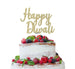 Happy Diwali Cake Topper Glitter Card Gold