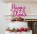 Happy Diwali Cake Topper Glitter Card Hot Pink