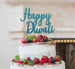 Happy Diwali Cake Topper Glitter Card Light Blue
