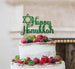 Happy Hanukkah Cake Topper Glitter Card Green