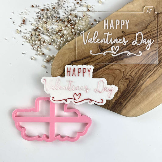 Happy Valentine's Day Style 3 Cookie Cutter and Embosser