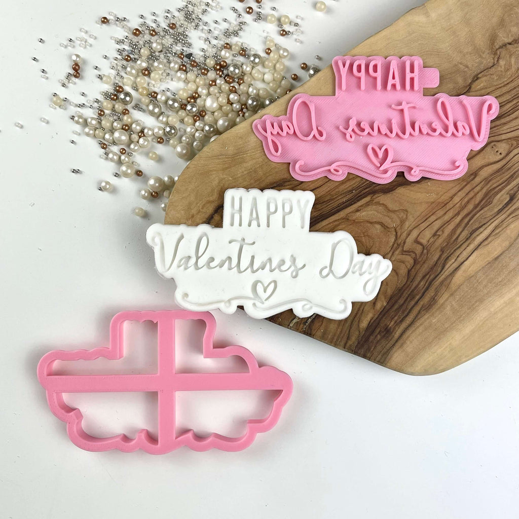 Happy Valentine's Day Style 3 Cookie Cutter and Stamp