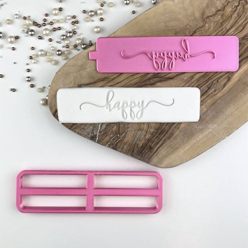 Happy in Verity Font Cookie Cutter and Stamp