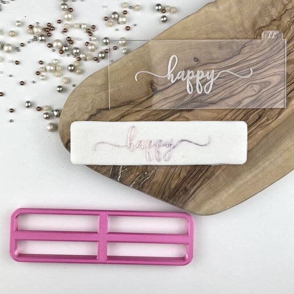Happy in Verity Font Cookie Cutter and Embosser
