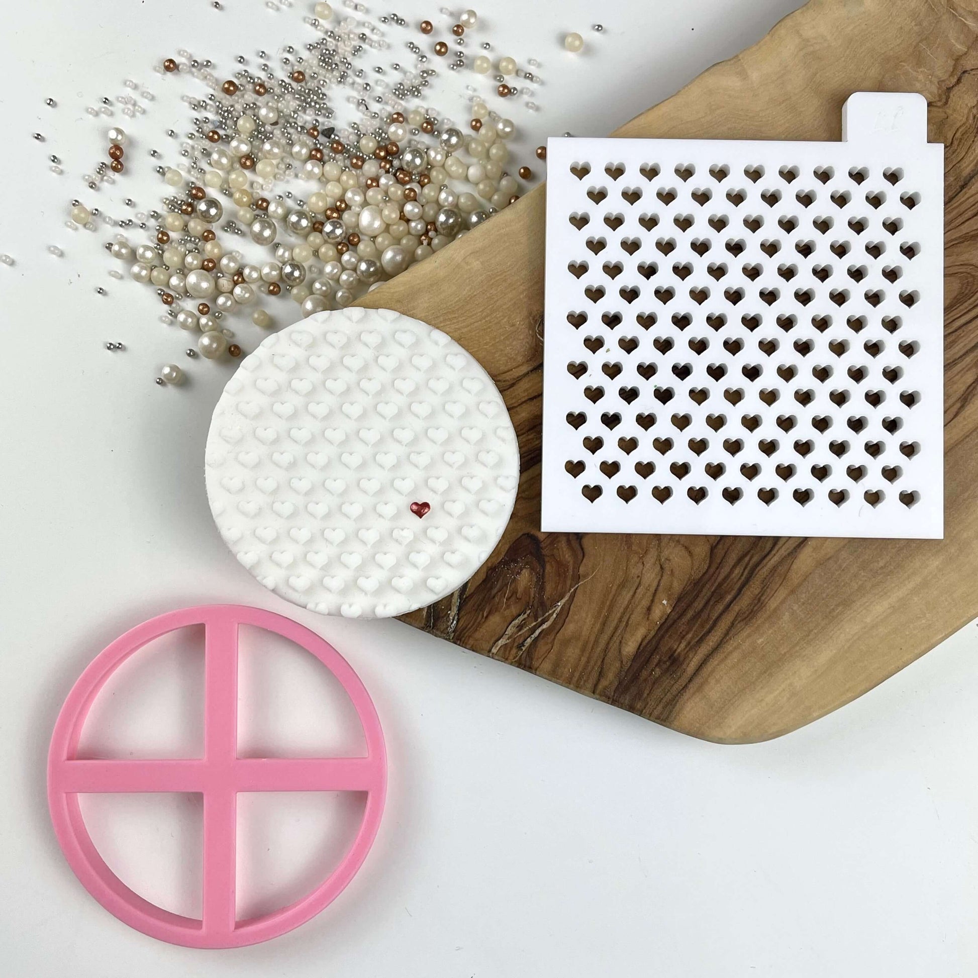 Hearts Texture Tile Valentine's Cookie Cutter and Embosser