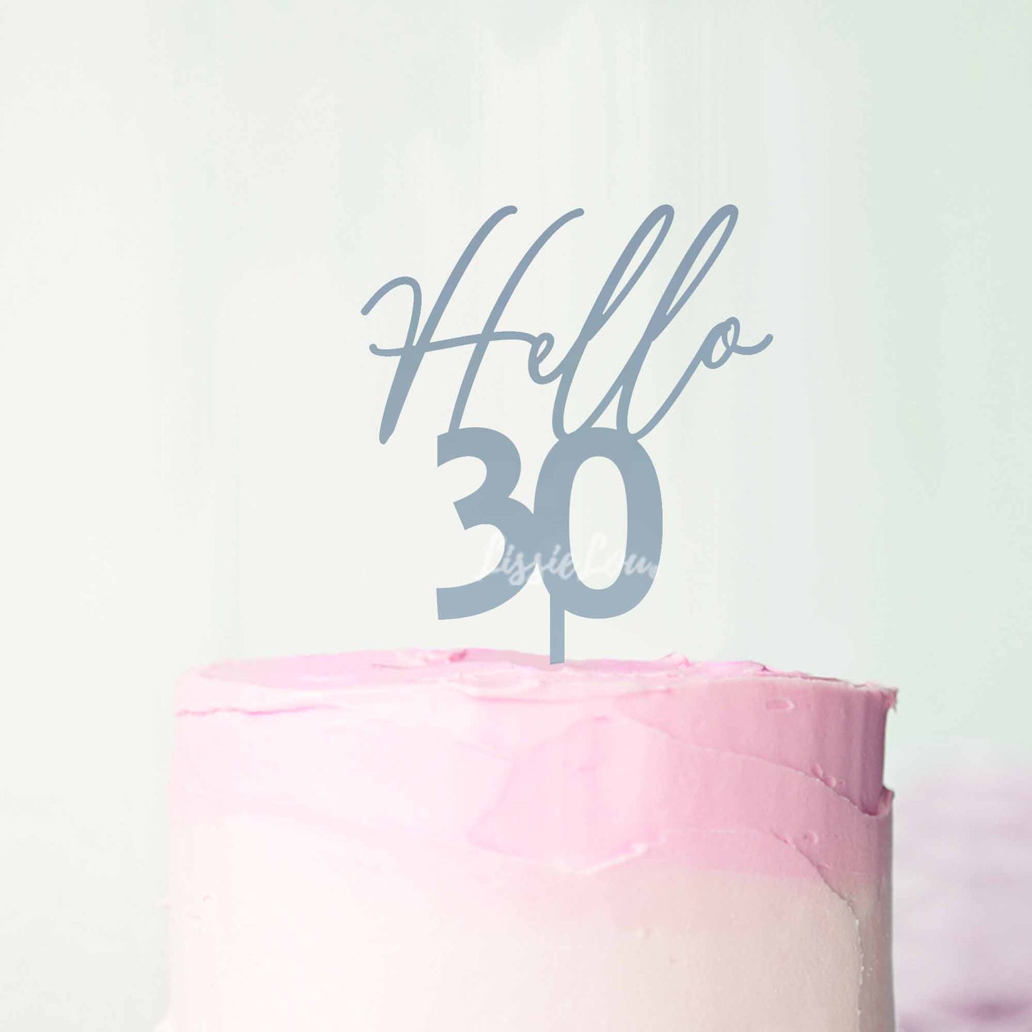 Hello 30 Frosted Blue Cake Topper