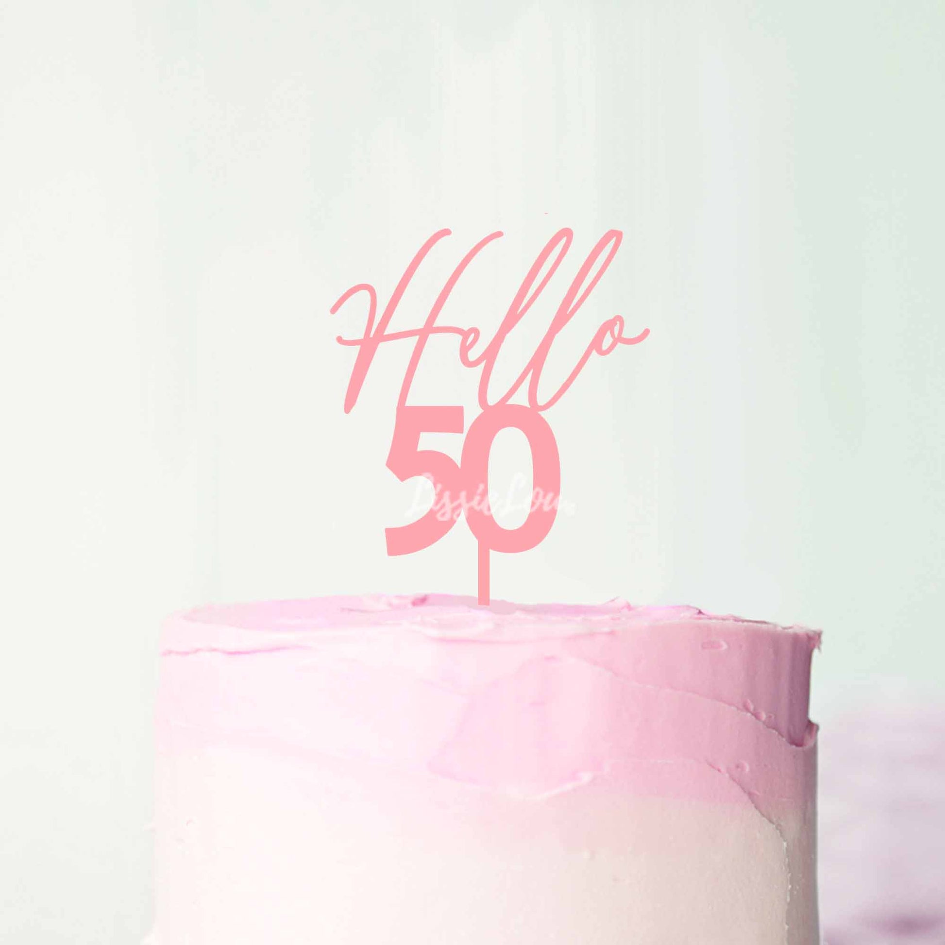 Hello 50 Frosted Pink Cake Topper