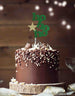 hohoho with Star Christmas Cake Topper Glitter Card Green and Gold