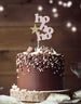 hohoho with Star Christmas Cake Topper Glitter Card White and Gold