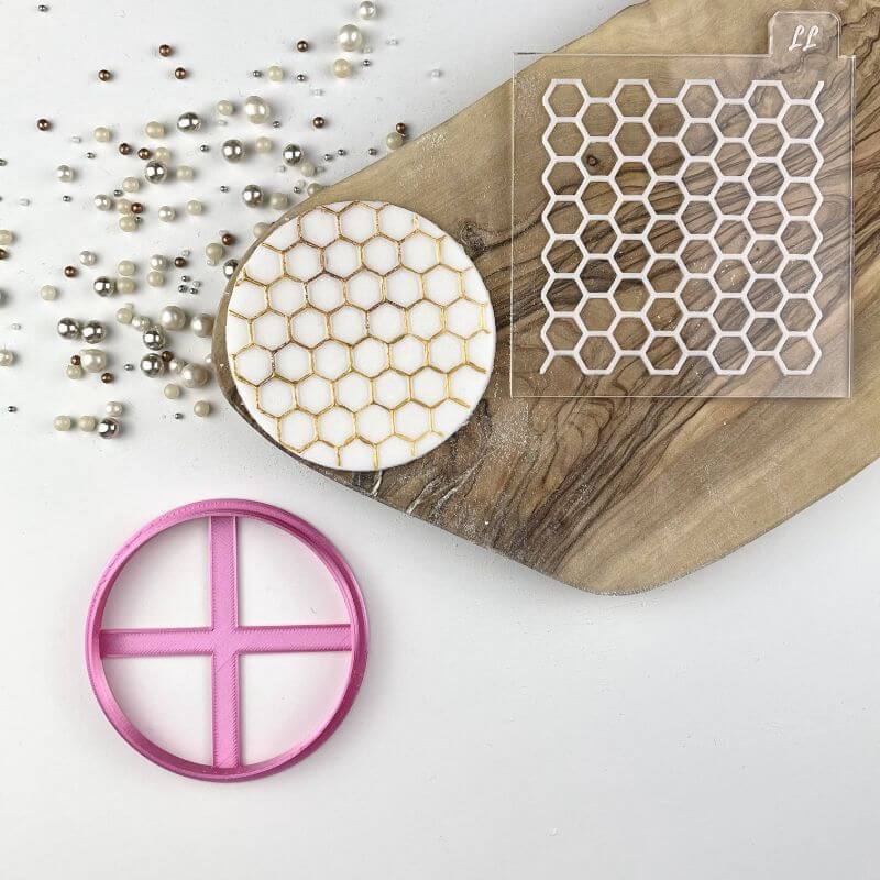 Honeycomb Texture Tile Baby Shower Cookie Cutter and Embosser