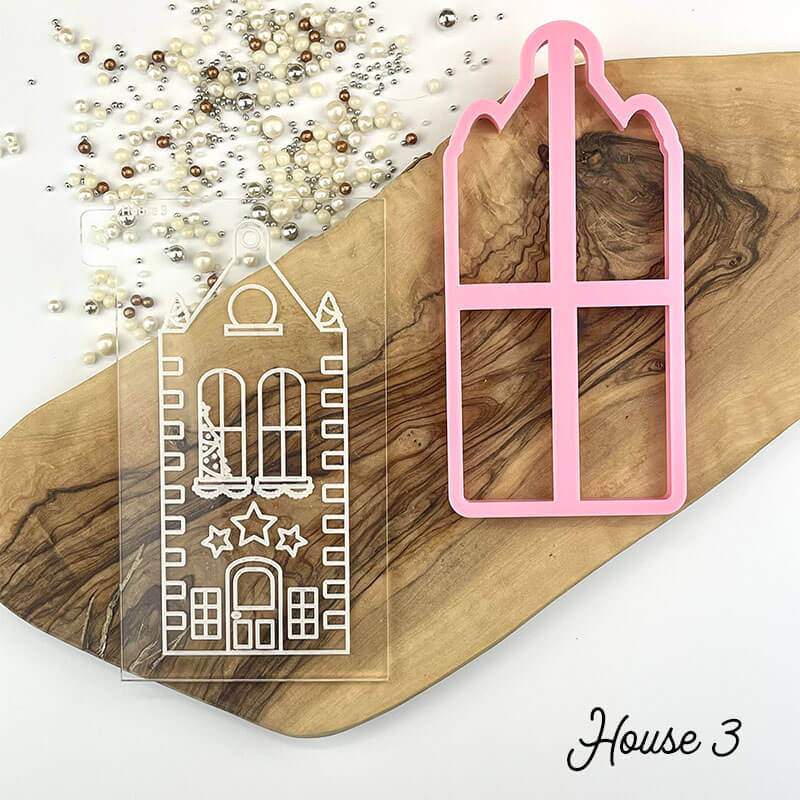 Christmas House Set Cookie Cutter and Embosser