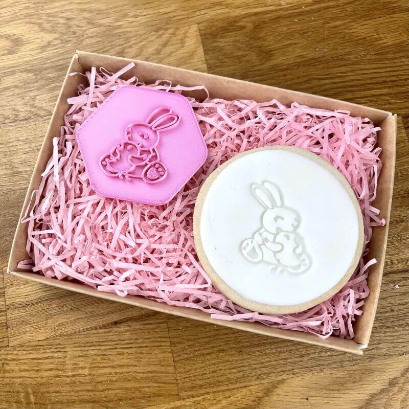 Hugging Easter Bunny and Chick Easter Cookie Stamp