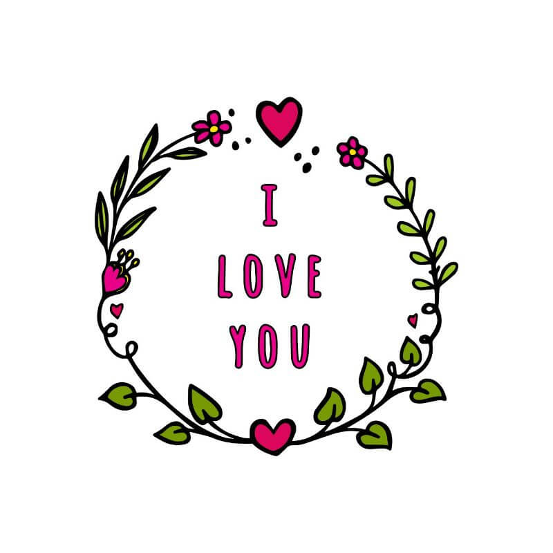 I Love You in Floral Heart Circle Valentine's Cookie Cutter