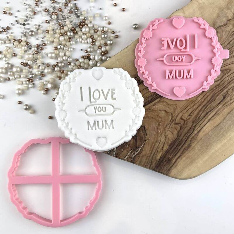 I Love You Mum Mother's Day Cookie Cutter and Stamp