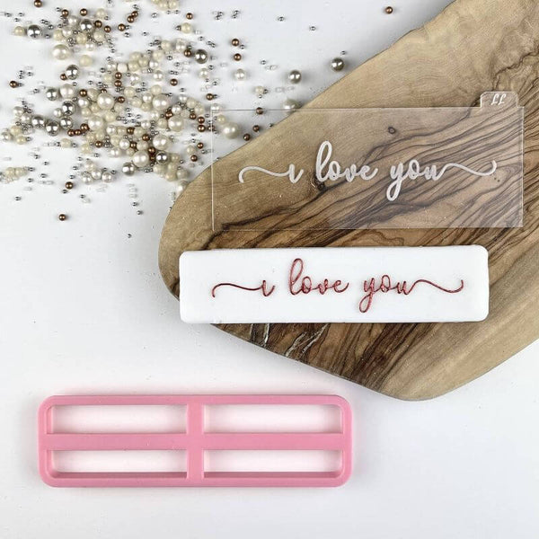I Love You in Verity Font Bridal Party Cookie Cutter and Embosser