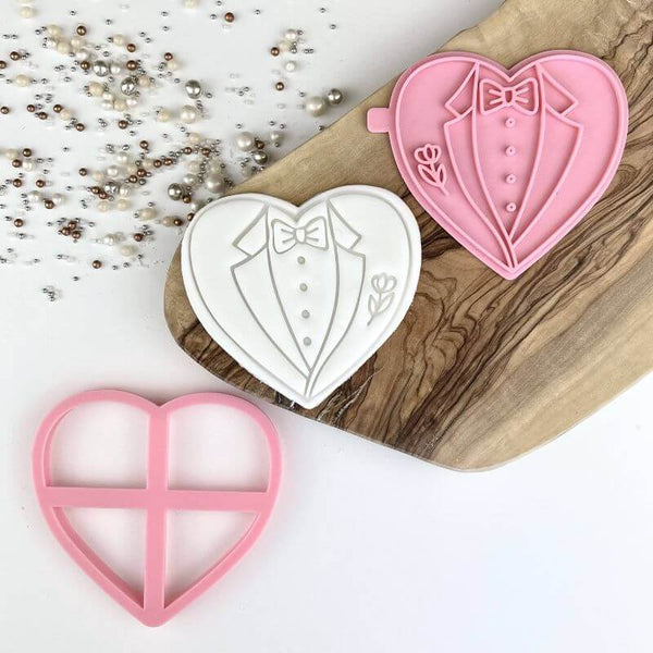 Tux in Heart Wedding Cookie Cutter and Stamp
