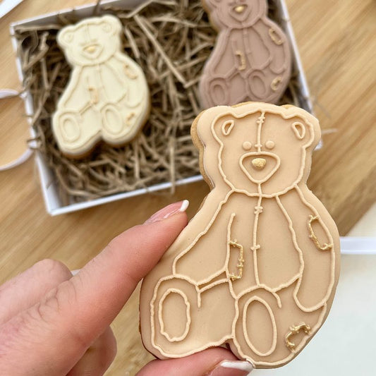 Traditional Sitting Teddy Bear Cookie Cutter and Embosser