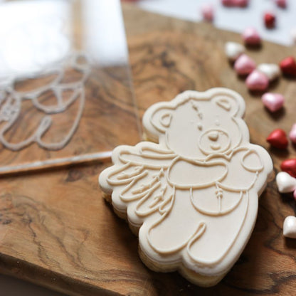 Cupid Teddy With Heart Valentine's Cookie Cutter and Embosser