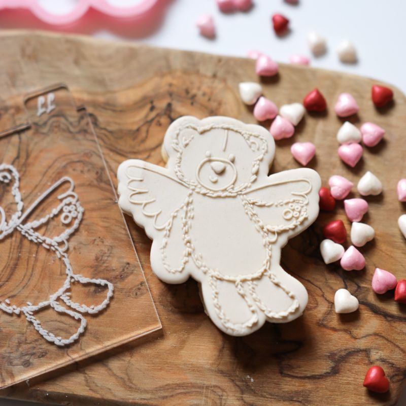 Fluffy Cupid Teddy Valentine's Cookie Cutter and Embosser