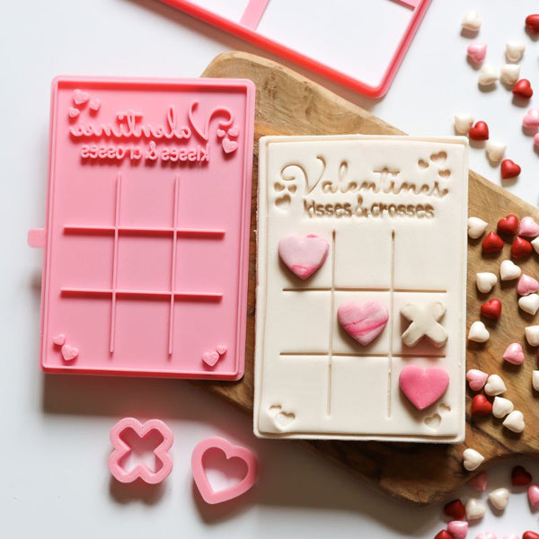 Valentine's Kisses and Crosses Set Cookie Cutter and Stamp