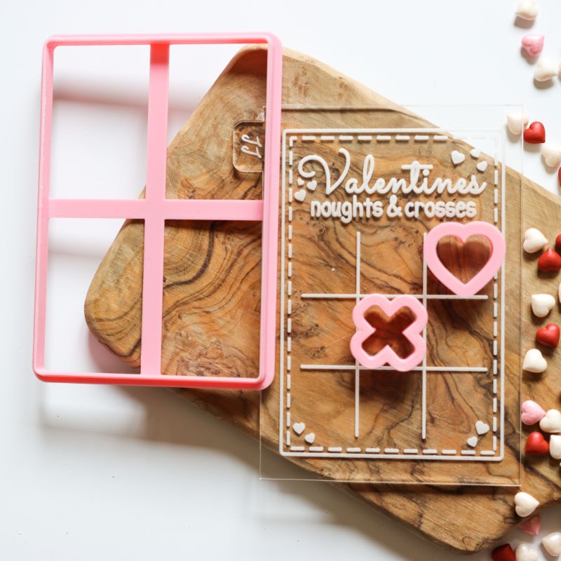 Valentine's Kisses and Crosses Set Cookie Cutter and Embosser