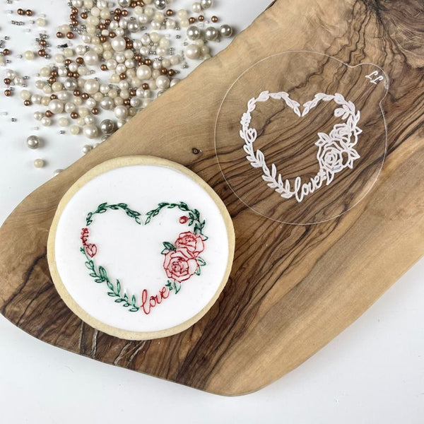 Leaf Heart with Rose Valentine's Cookie Embosser