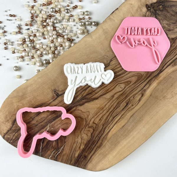 Mini Crazy About You Valentine's Cookie Cutter and Stamp