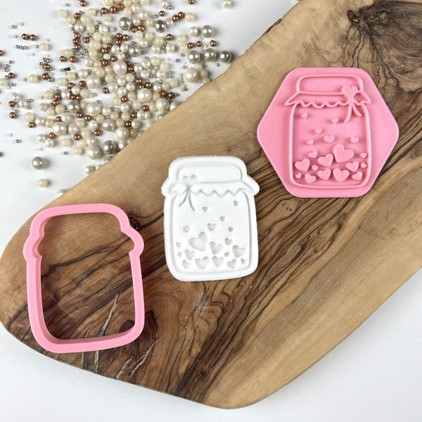 Mini Jar of Hearts Valentine's Cookie Cutter and Stamp