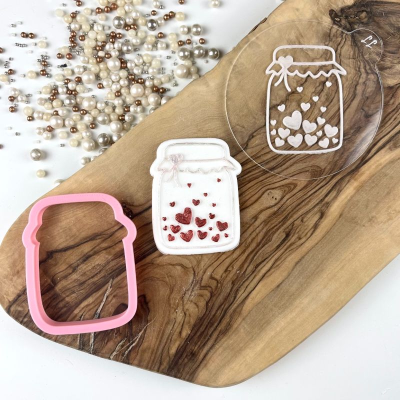 Mini Jar of Hearts Valentine's Cookie Cutter and Embosser